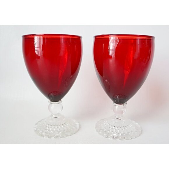 4 Royal Ruby Boopie Glasses Glass Stemware 1950's Vintage Anchor Hocking Barware - Picture 3 of 5